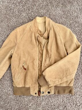 Reversible Corduroy Bomber Jacket in Tan